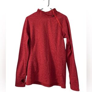 Eddie Bauer Athletic Red Pullover 1/4 Zip & Thumb Hooks Women’s Sz L